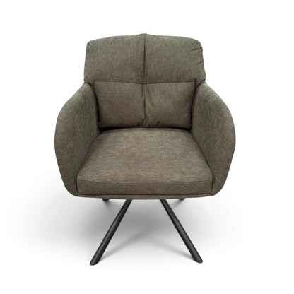 Haven Green Fabric Swivel Carver Dining Chair