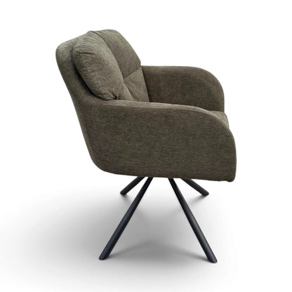 Haven Green Fabric Swivel Carver Dining Chair