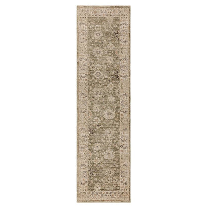 Ornate Green Heriz Rug - 67cm x 240cm