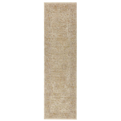 Ornate Beige Heriz Rug - 67cm x 240cm