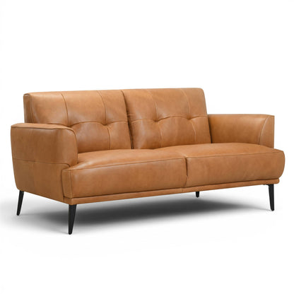 Jia 3 Seater Tan Leather Sofa - Ex Display