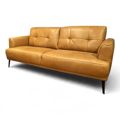 Jia 3 Seater Tan Leather Sofa - Ex Display