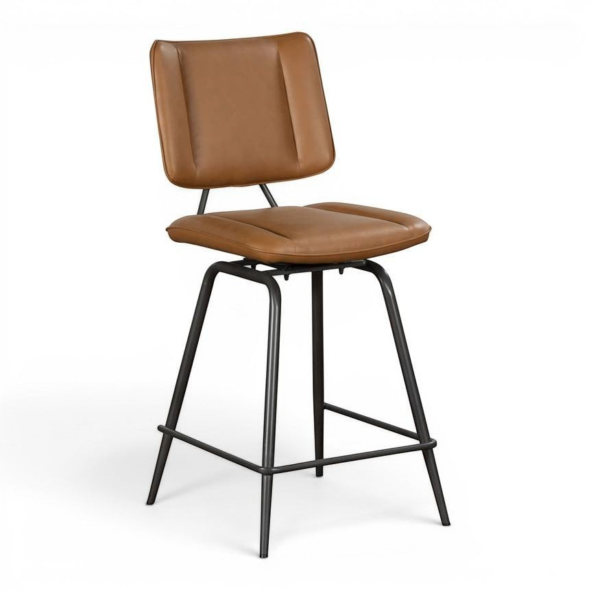 Josk Cognac PU Leather Barstool - Pieces For Places
