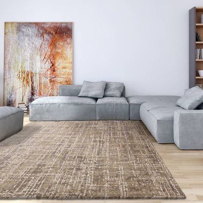 Abstract Beige Kuza Rug - 240cm x 340cm