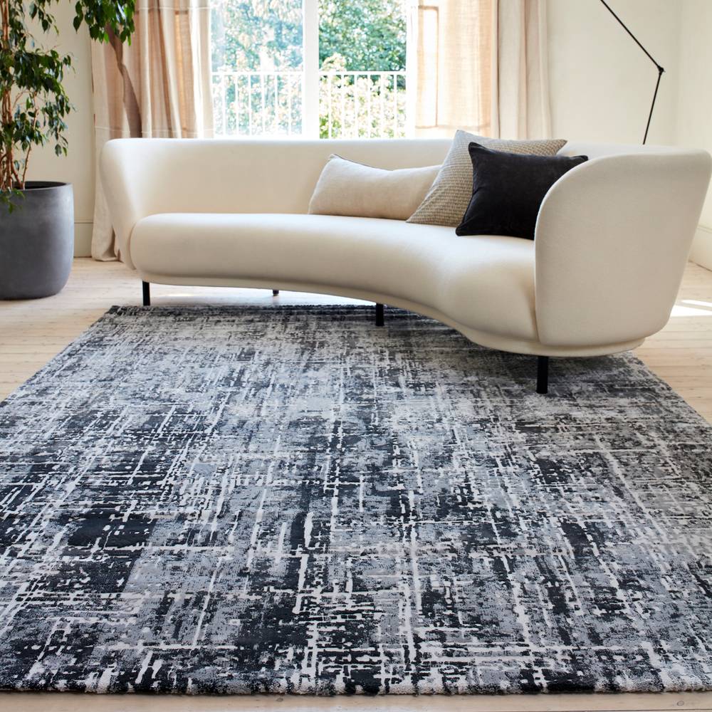 Abstract Black Kuza Rug - 240cm x 340cm