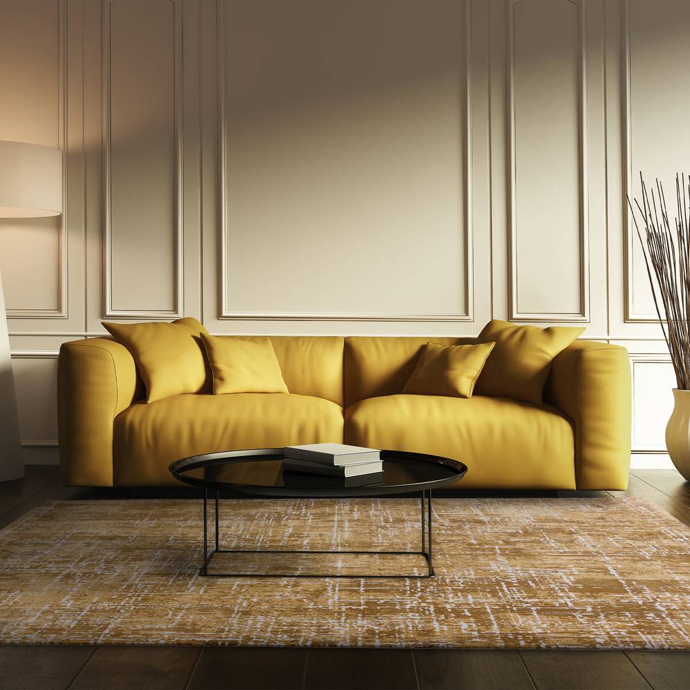 Abstract Gold Kuza Rug - 240cm x 340cm
