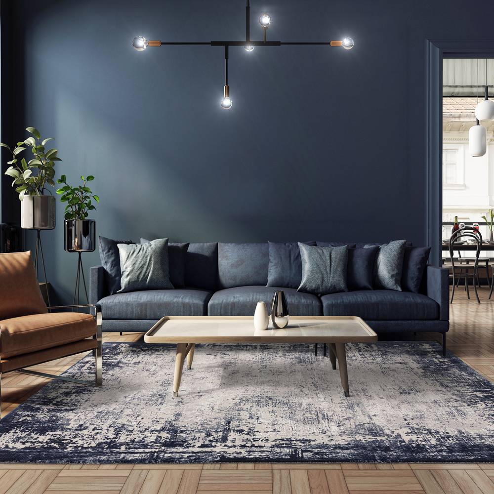 Border Navy Kuza Rug - 240cm x 340cm