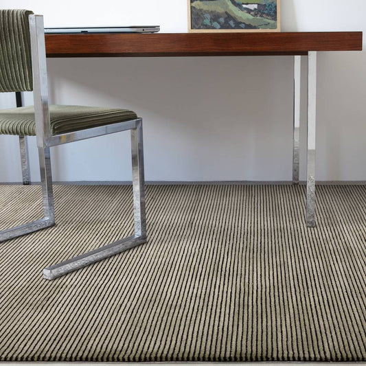 Plain Stripe Khaki Kuza Rug - 200cm x 290cm