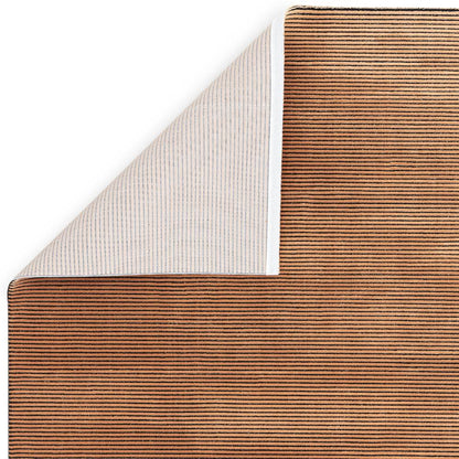 Plain Stripe Terracotta Kuza Rug - 200cm x 290cm