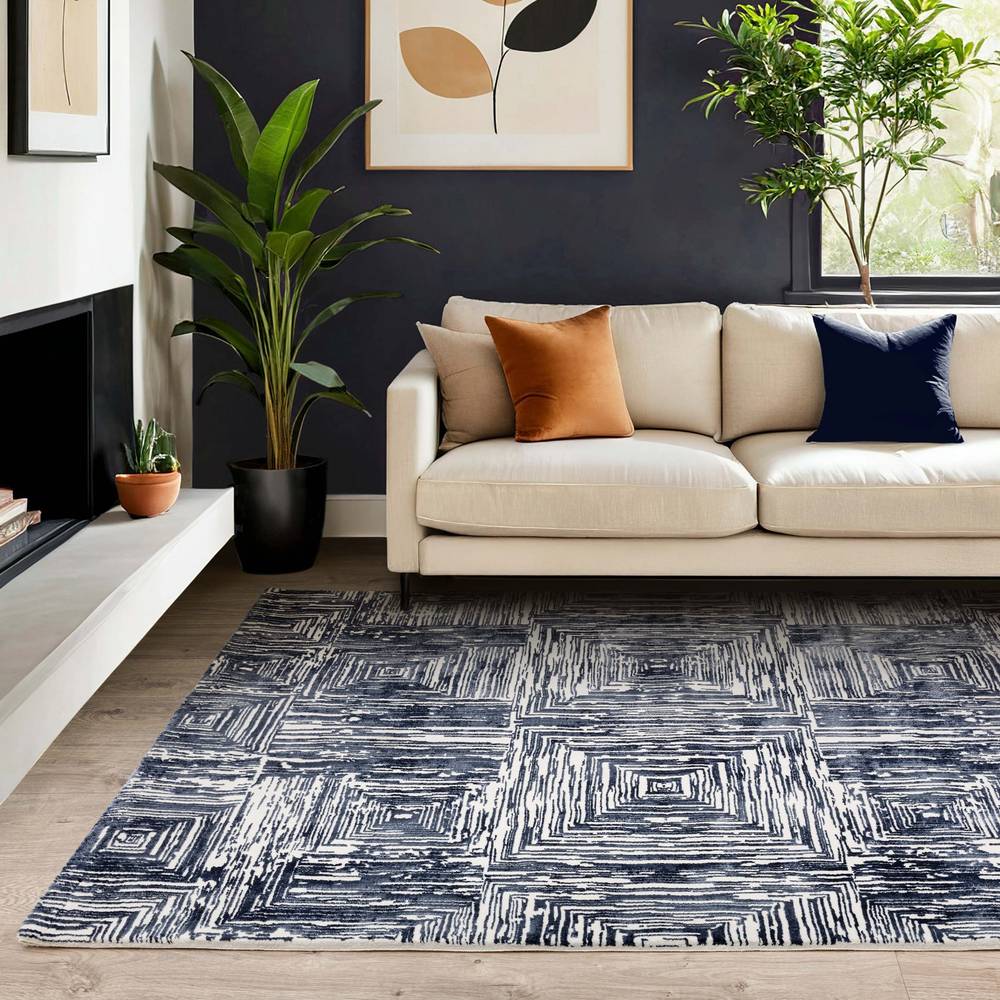 Portrait Navy Kuza Rug - 200cm x 290cm