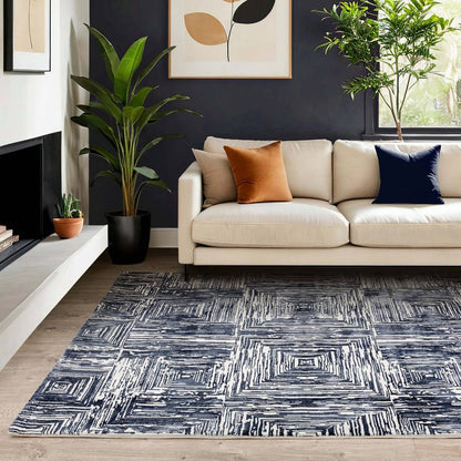Portrait Navy Kuza Rug - 200cm x 290cm