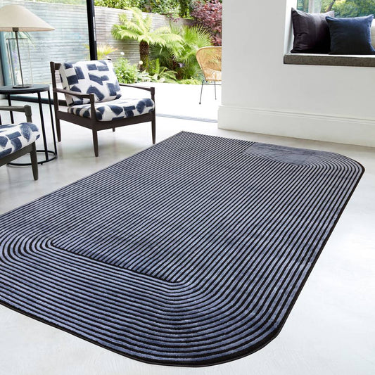 Shape Black / Navy Kuza Rug - 160cm x 230cm