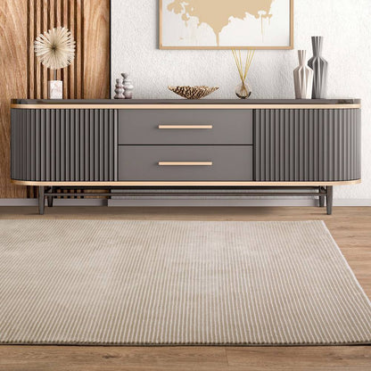 Plain Stripe Beige Kuza Rug - 200cm x 290cm