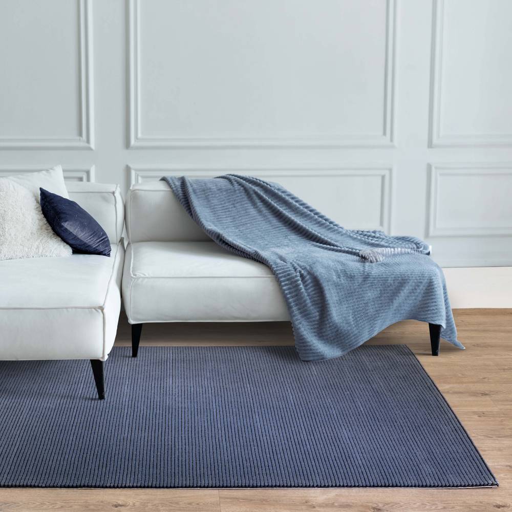 Plain Stripe Navy Kuza Rug - 200cm x 290cm