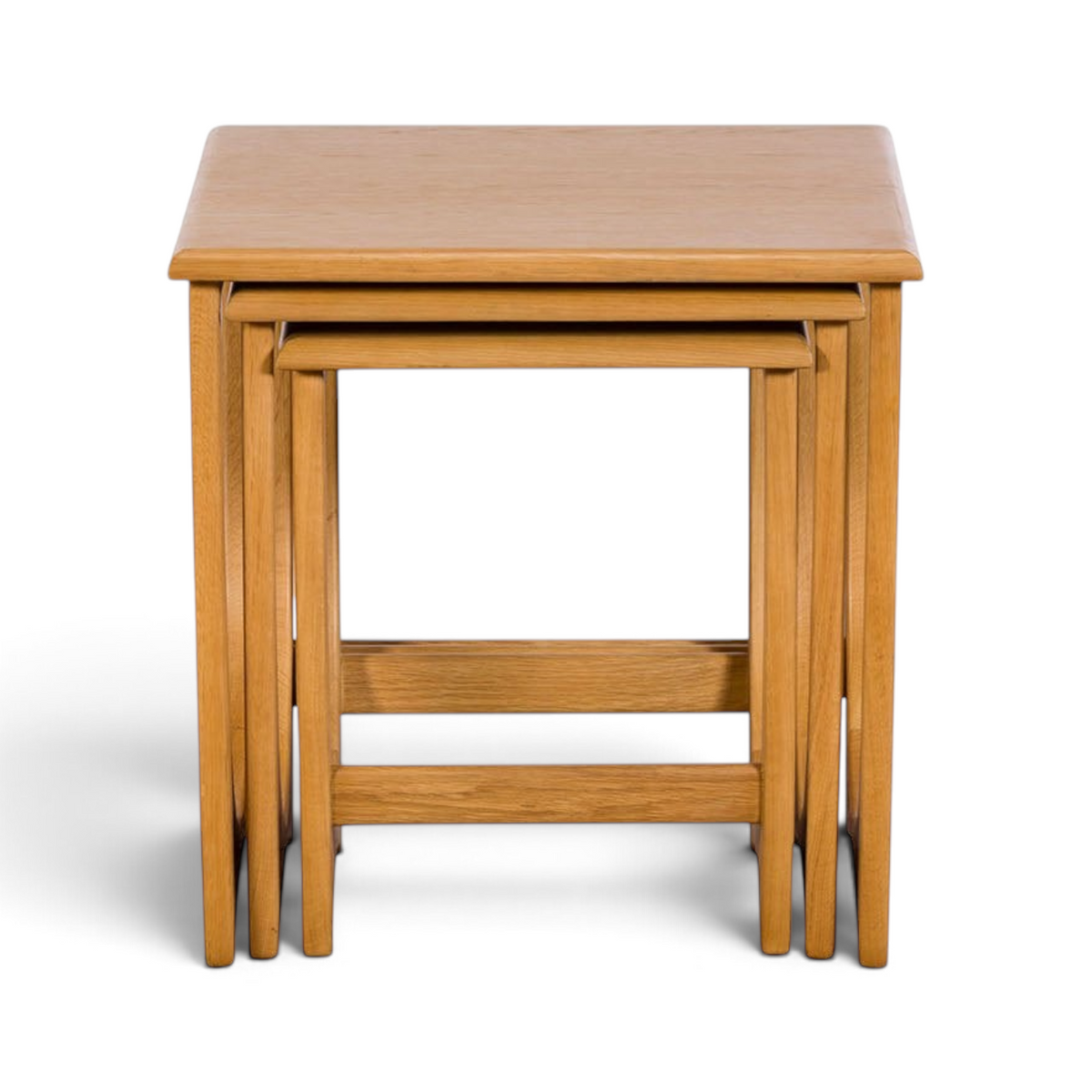 Pieces For Places Larsen nest of three wooden tables in a light oak finish with a classic Danish-inspired design.
