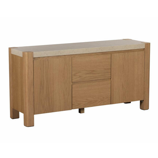 Lola 150cm Ceramic Travertine & Oak Sideboard - Pieces For Places