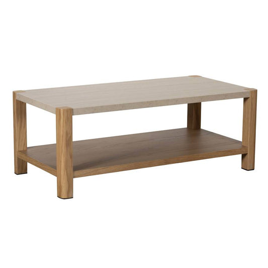 Lola Ceramic Travertine & Oak Coffee Table - Pieces For Places