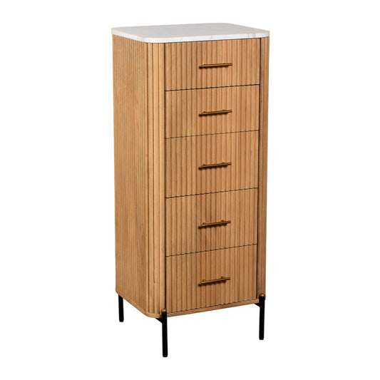 Marble Flute 5 Drawer Tall Chest - Pieces For Places