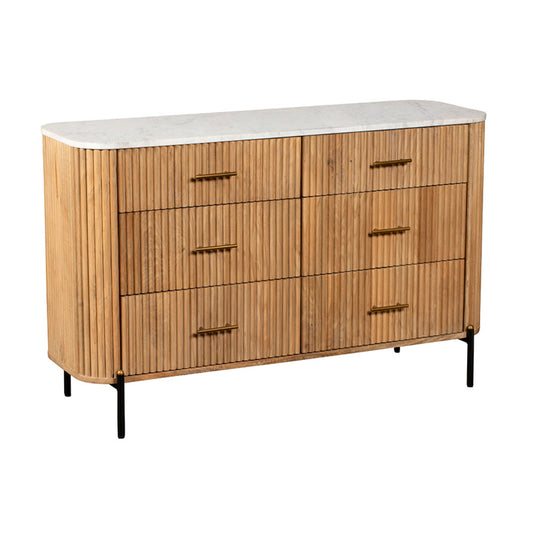 Marble Flute 6 Drawer Wide Chest - Pieces For Places