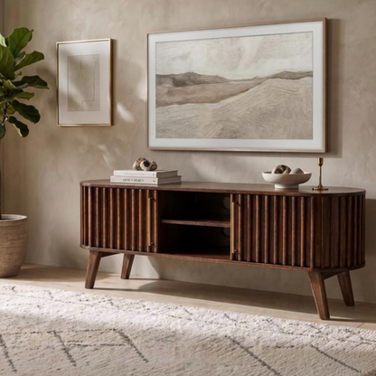 Mason Slatted Dark Mango TV Unit