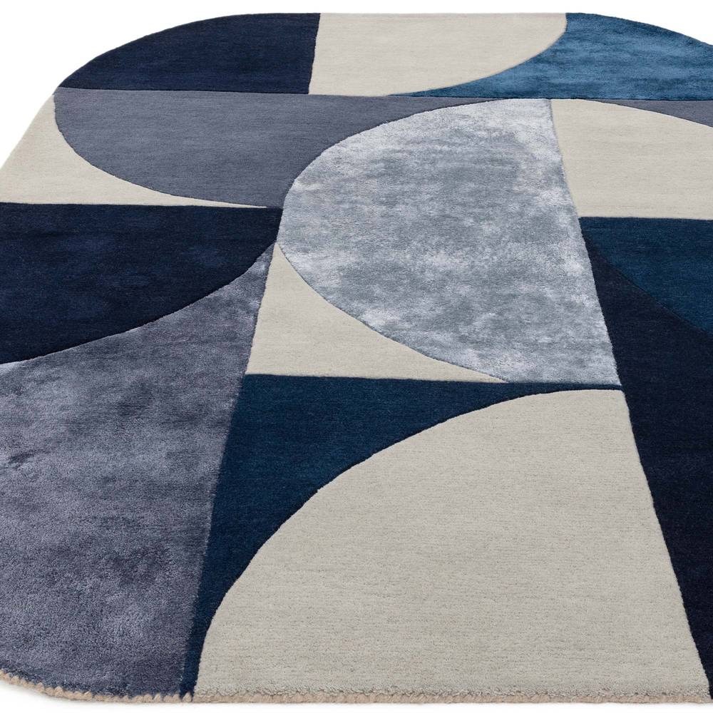 74 Oval Indigo Matrix Rug - 200cm x 300cm