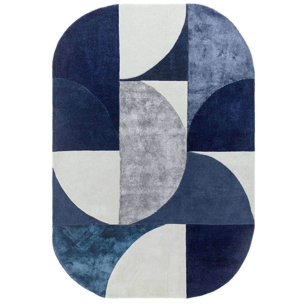 74 Oval Indigo Matrix Rug - 200cm x 300cm
