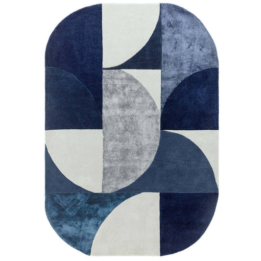 74 Oval Indigo Matrix Rug - 200cm x 300cm