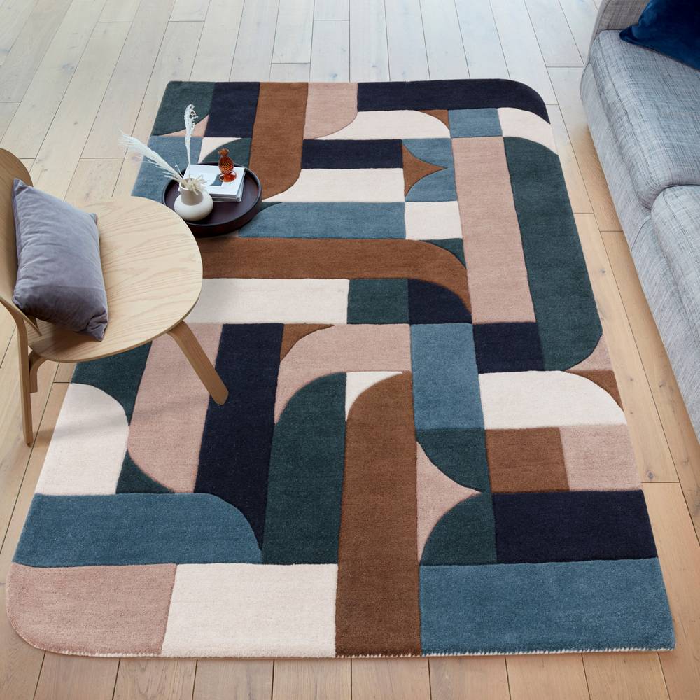 89 Klotski Teal Matrix Rug - 200cm x 300cm