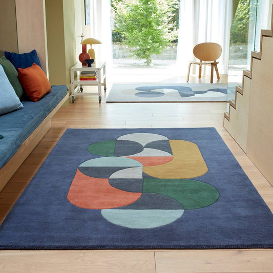 91 Statement Navy Matrix Rug - 200cm x 300cm