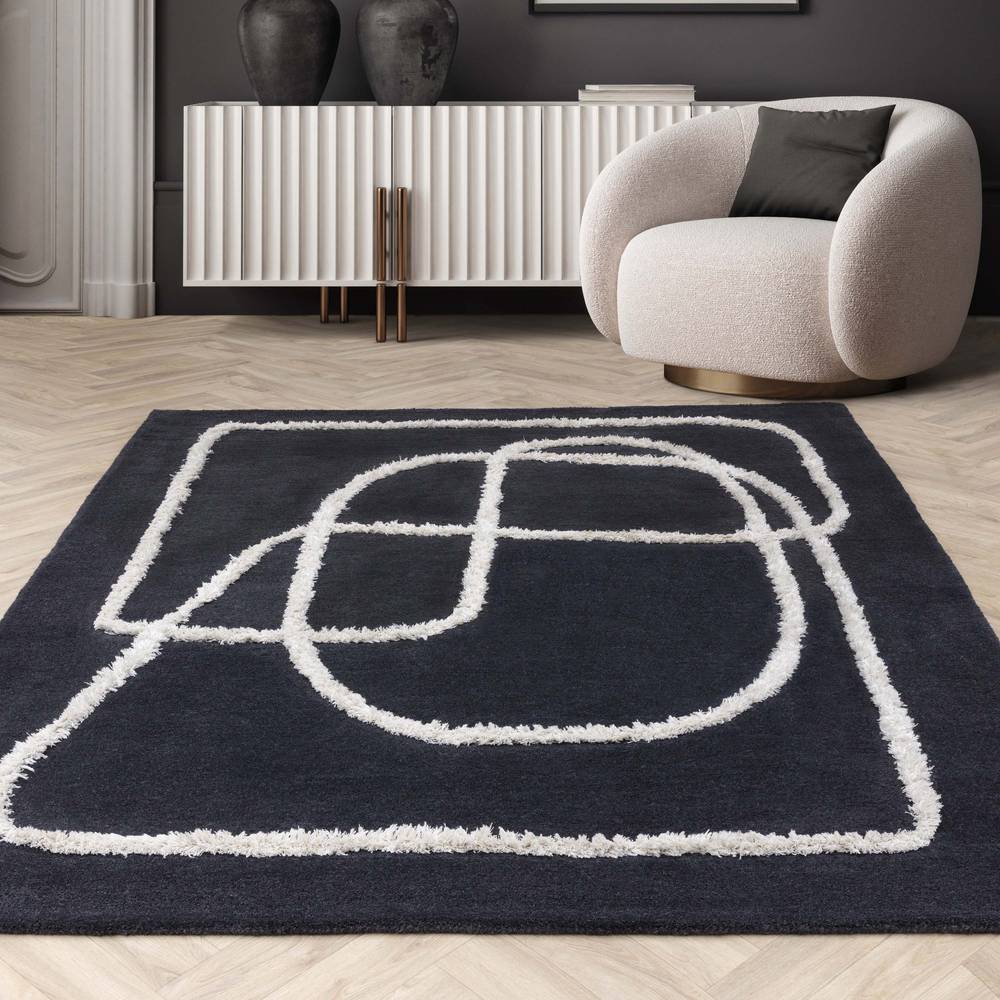 94 Infinity Charcoal Matrix Rug - 200cm x 300cm