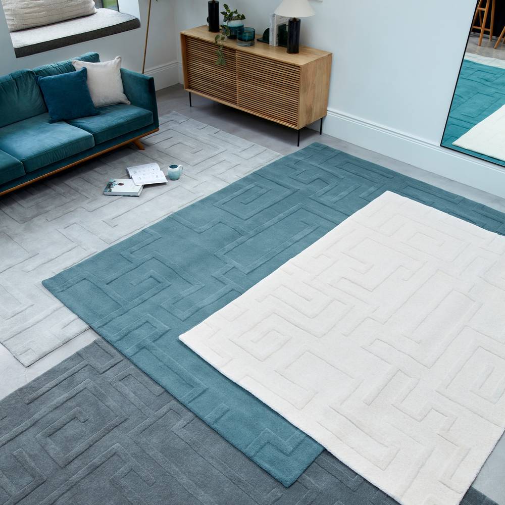 Teal Maze Rug - 200cm x 290cm