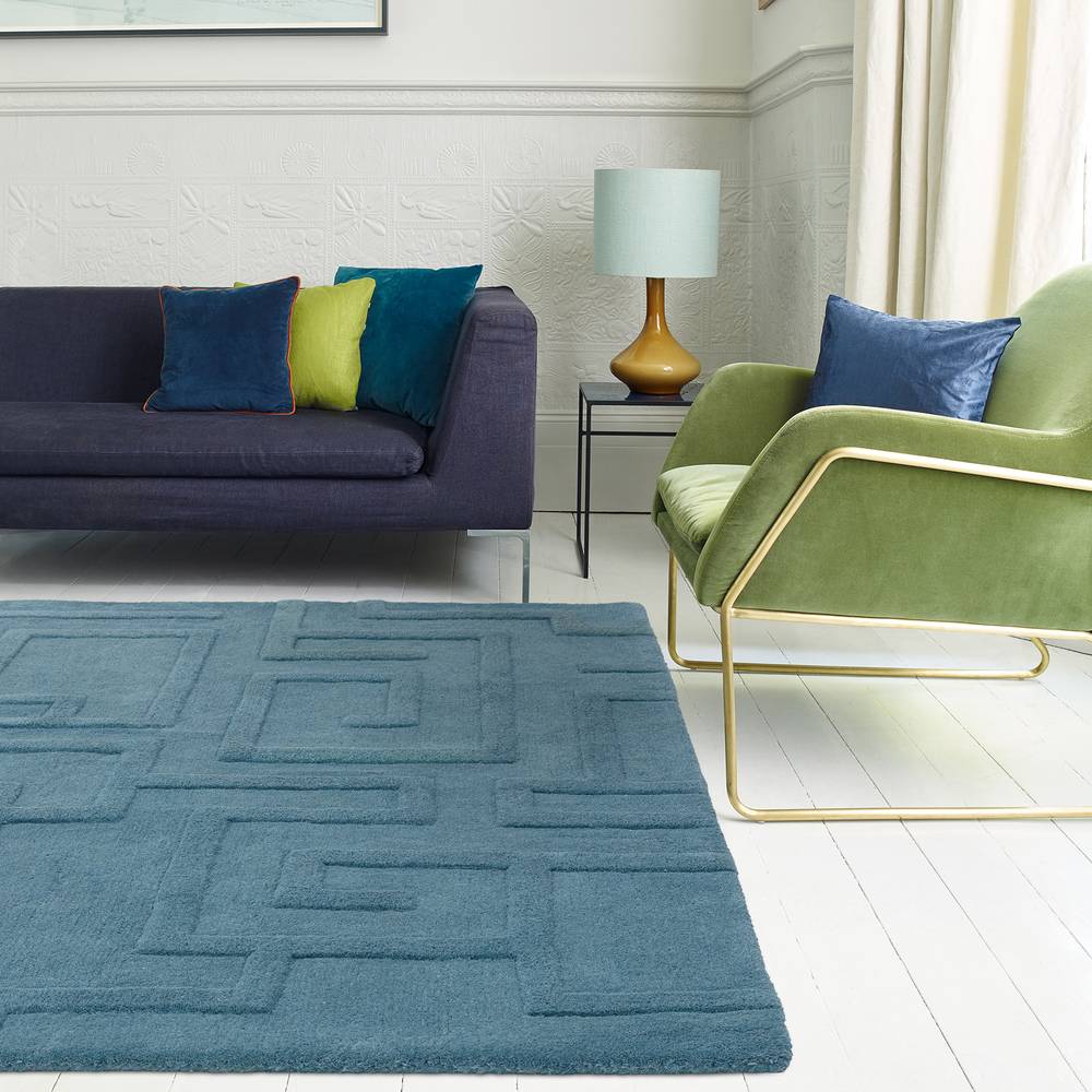 Teal Maze Rug - 200cm x 290cm