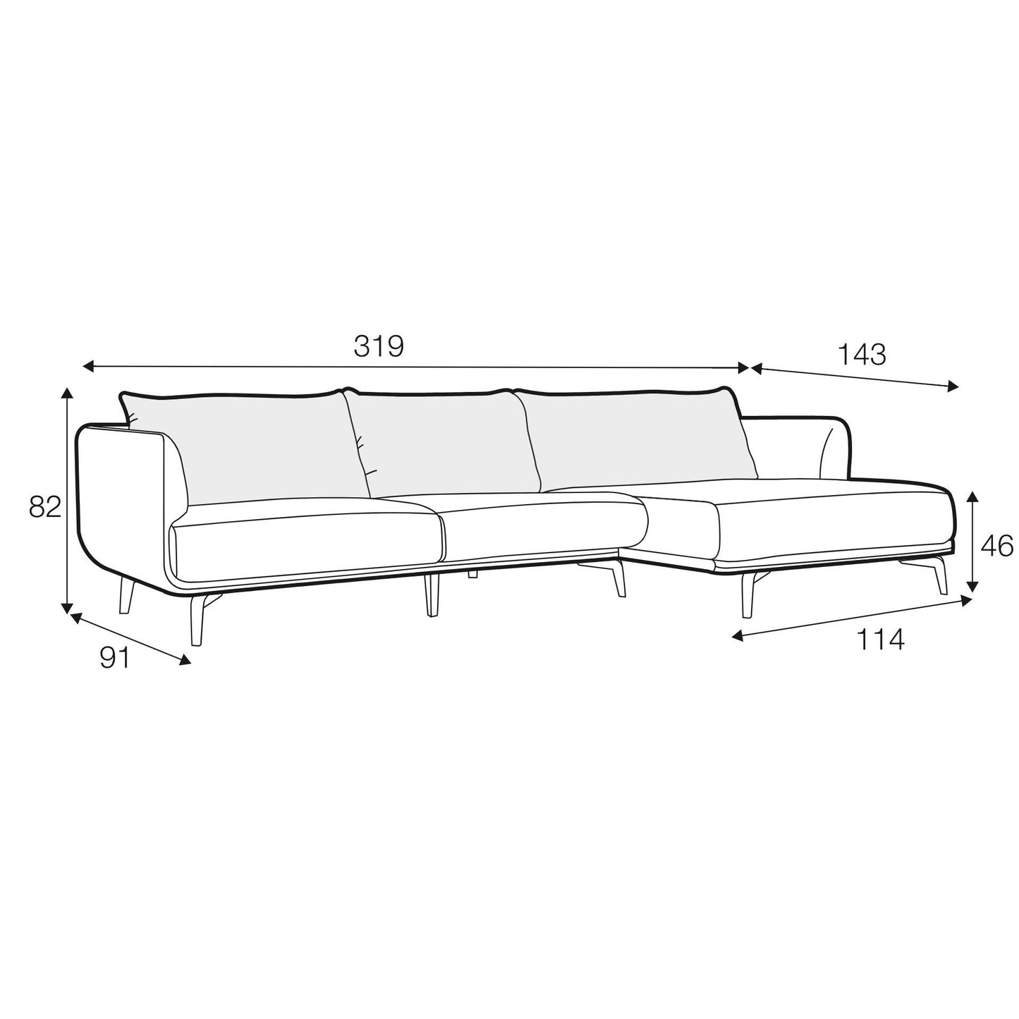 Moa Set 3 Chaise Sofa