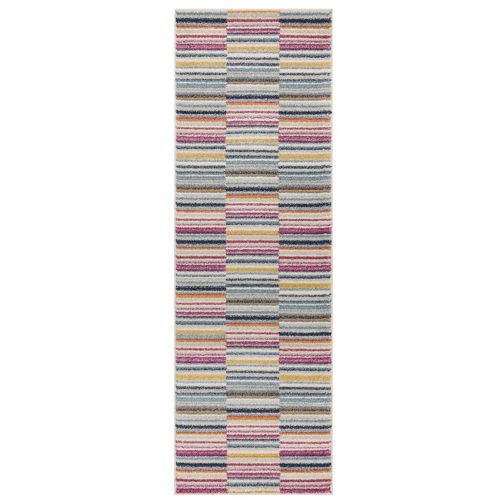 Multi-Coloured Stripe Rug MU06 Muse Rug - 200cm x 290cm