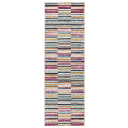 Multi-Coloured Stripe Rug MU06 Muse Rug - 200cm x 290cm