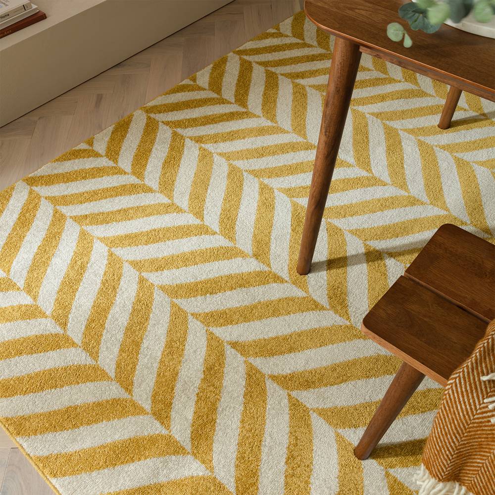 Yellow Chevron Rug MU08 Muse Rug - 200cm x 290cm