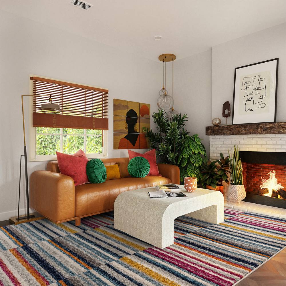 Multi-Coloured Stripe Rug MU06 Muse Rug - 200cm x 290cm
