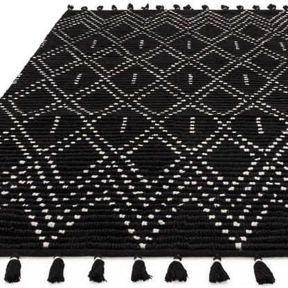 Black/Cream Diamond Rug Nepal Rug - 200cm x 290cm