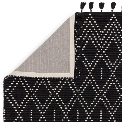 Black/Cream Diamond Rug Nepal Rug - 200cm x 290cm