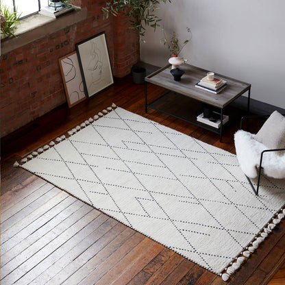Cream/Black Linear Rug Nepal Rug - 200cm x 290cm