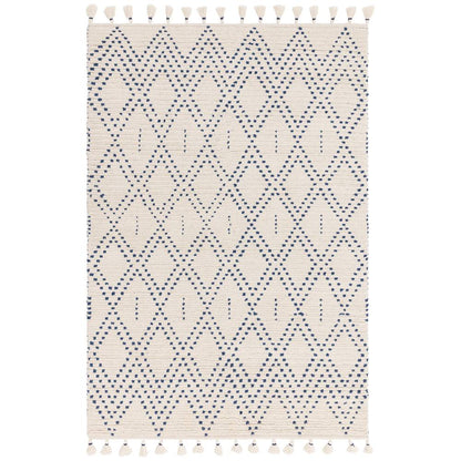 Cream/Blue Diamond Rug Nepal Rug - 200cm x 290cm