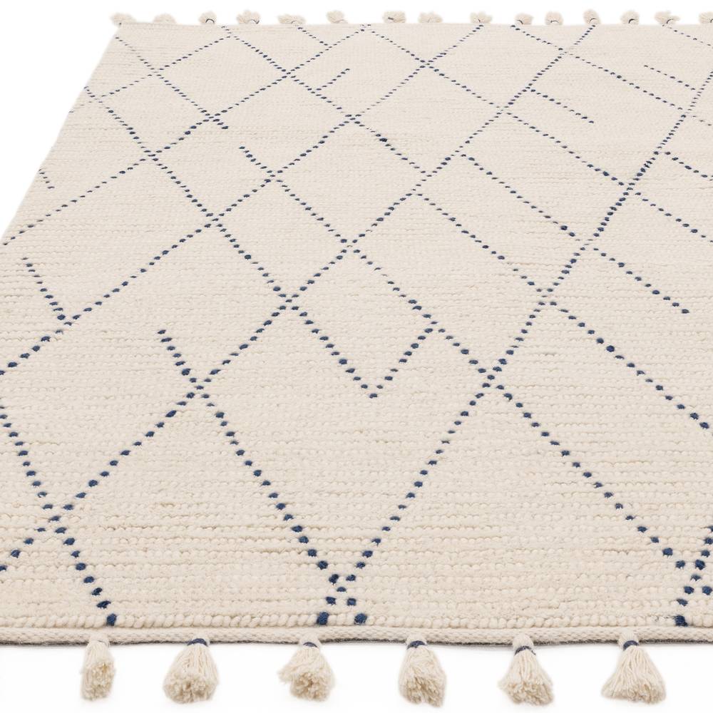 Cream/Blue Diamond Rug Nepal Rug - 200cm x 290cm