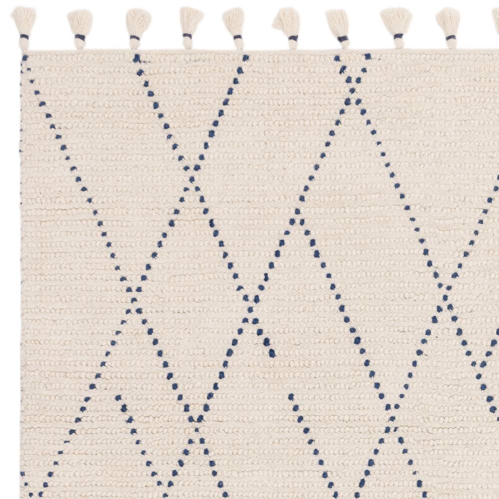 Cream/Blue Diamond Rug Nepal Rug - 200cm x 290cm