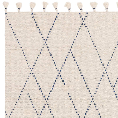 Cream/Blue Diamond Rug Nepal Rug - 200cm x 290cm