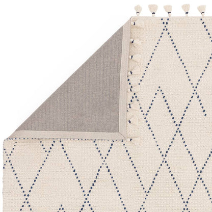 Cream/Blue Diamond Rug Nepal Rug - 200cm x 290cm