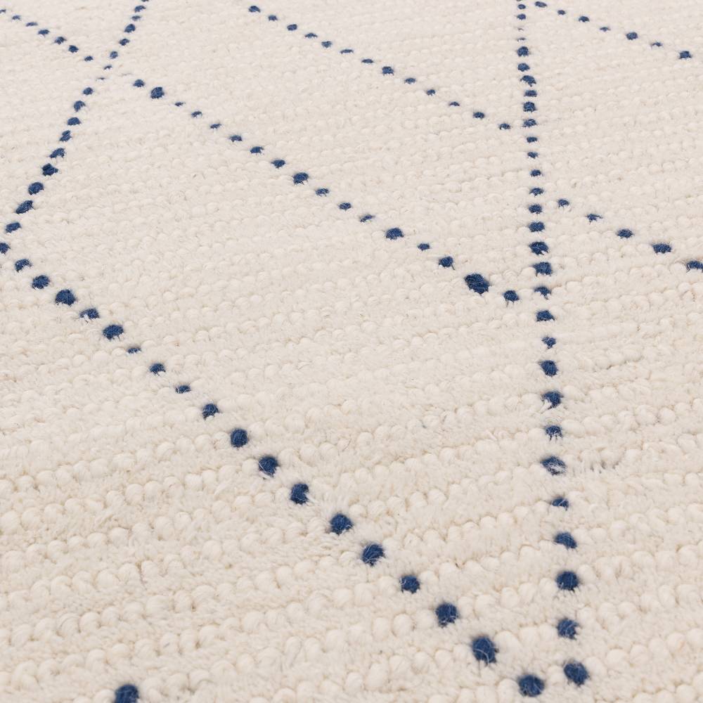 Cream/Blue Diamond Rug Nepal Rug - 200cm x 290cm