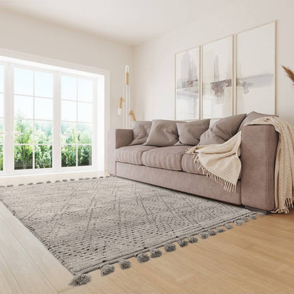 Grey/Black Diamond Rug Nepal Rug - 200cm x 290cm