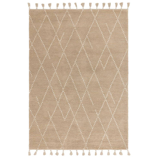 Sand/Cream Linear Rug Nepal Rug - 200cm x 290cm