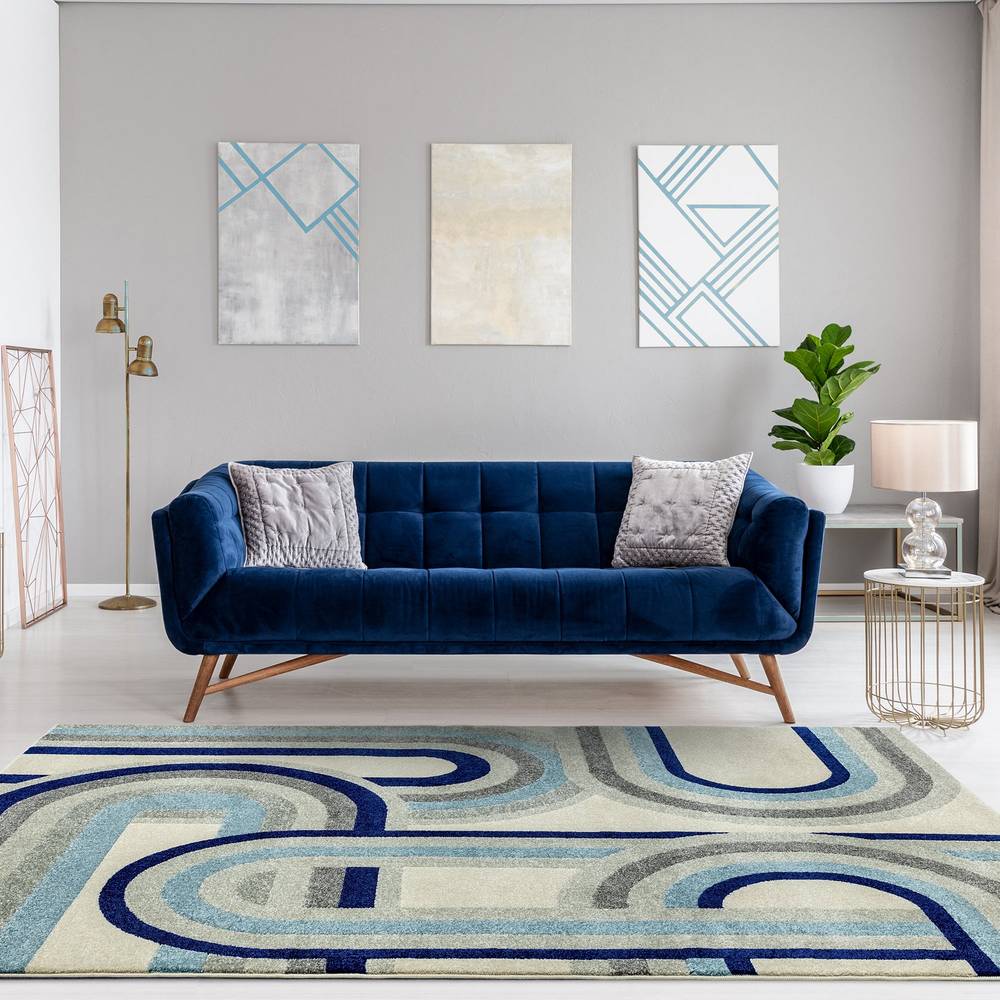 Retro Blue Rug NV30 Nova Rug - 200cm x 290cm