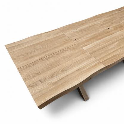 Oiled Oak Natural Edge Extending Dining Table
